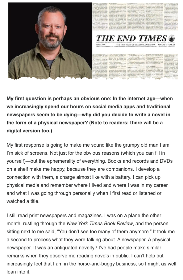 Excerpt from Lincoln Michel’s interview with author Benjamin Percy